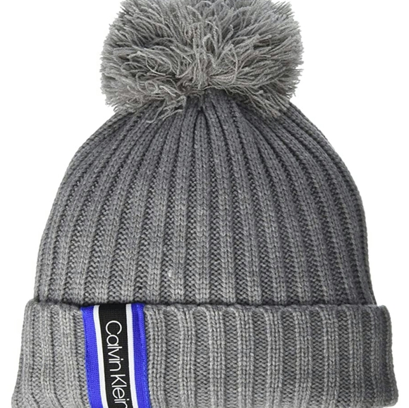 Calvin Klein Accessories - Calvin Klein Womens Racer Stripe Ribbed Pom Pom Be
